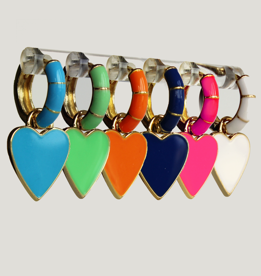 Enamel heart earrings